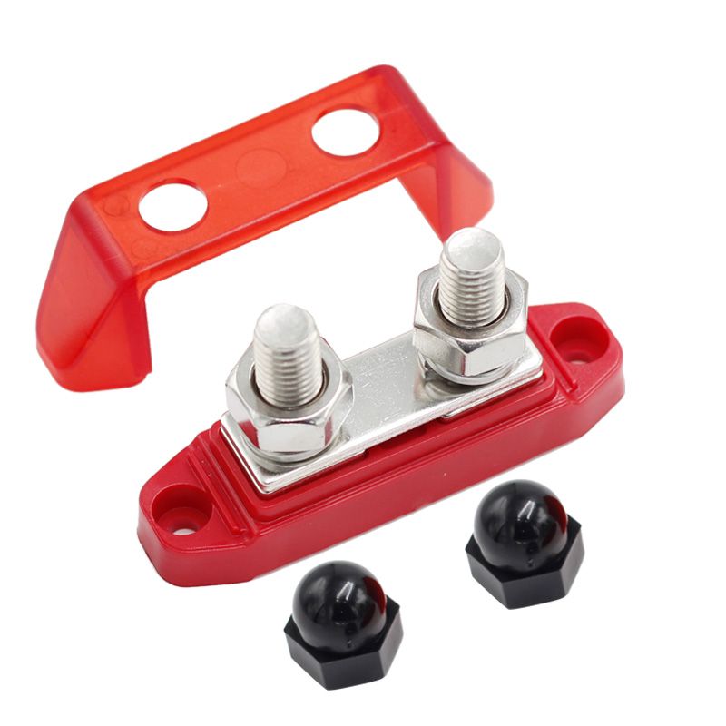 Dual Red Surface Mount Bus Bar M10 Stud - 150amp Rated @ 12V