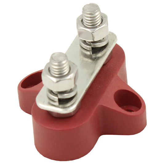 Dual Red Surface Mount Bus Bar M10 Stud - 150amp Rated @ 12V