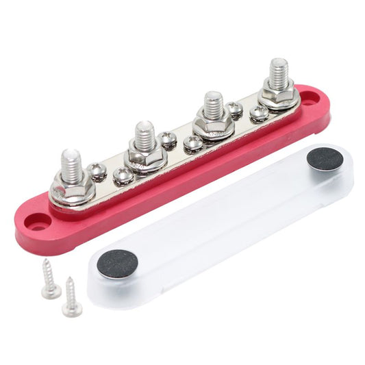 Four Post Bus Bar Red - M8 Studs - 150amp Rated @ 12V