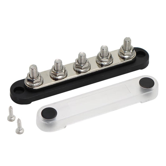 Five Post Bus Bar Black - M8 Studs - 150amp Rated @ 12V