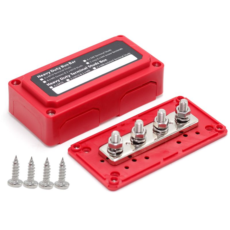 Bus Bar Set Red and Black - M8 Studs - 300amp rated @ 12V