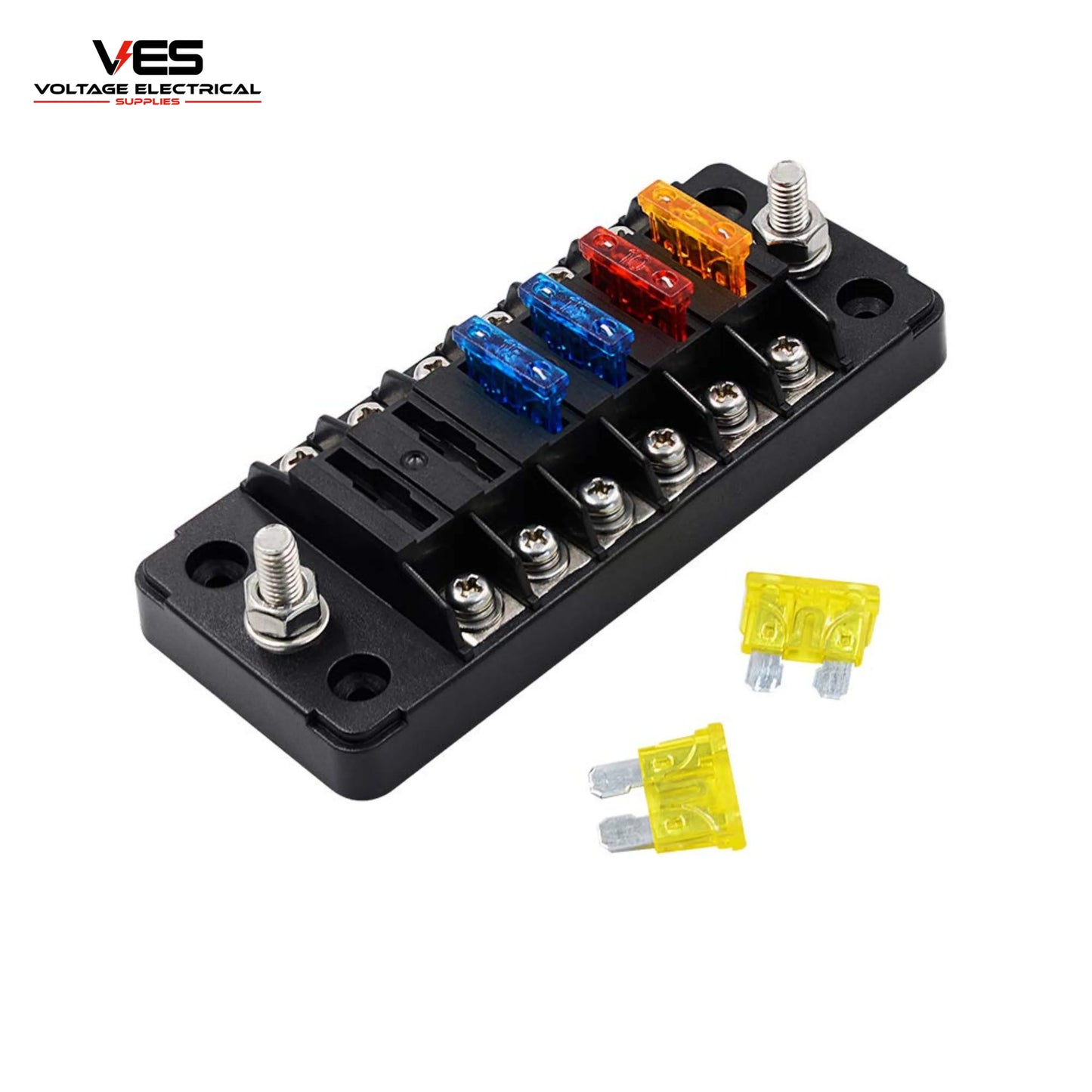 VES 6 Circuit Blade Fuse Box 12V/24V – ATO Fuse Block with Cover