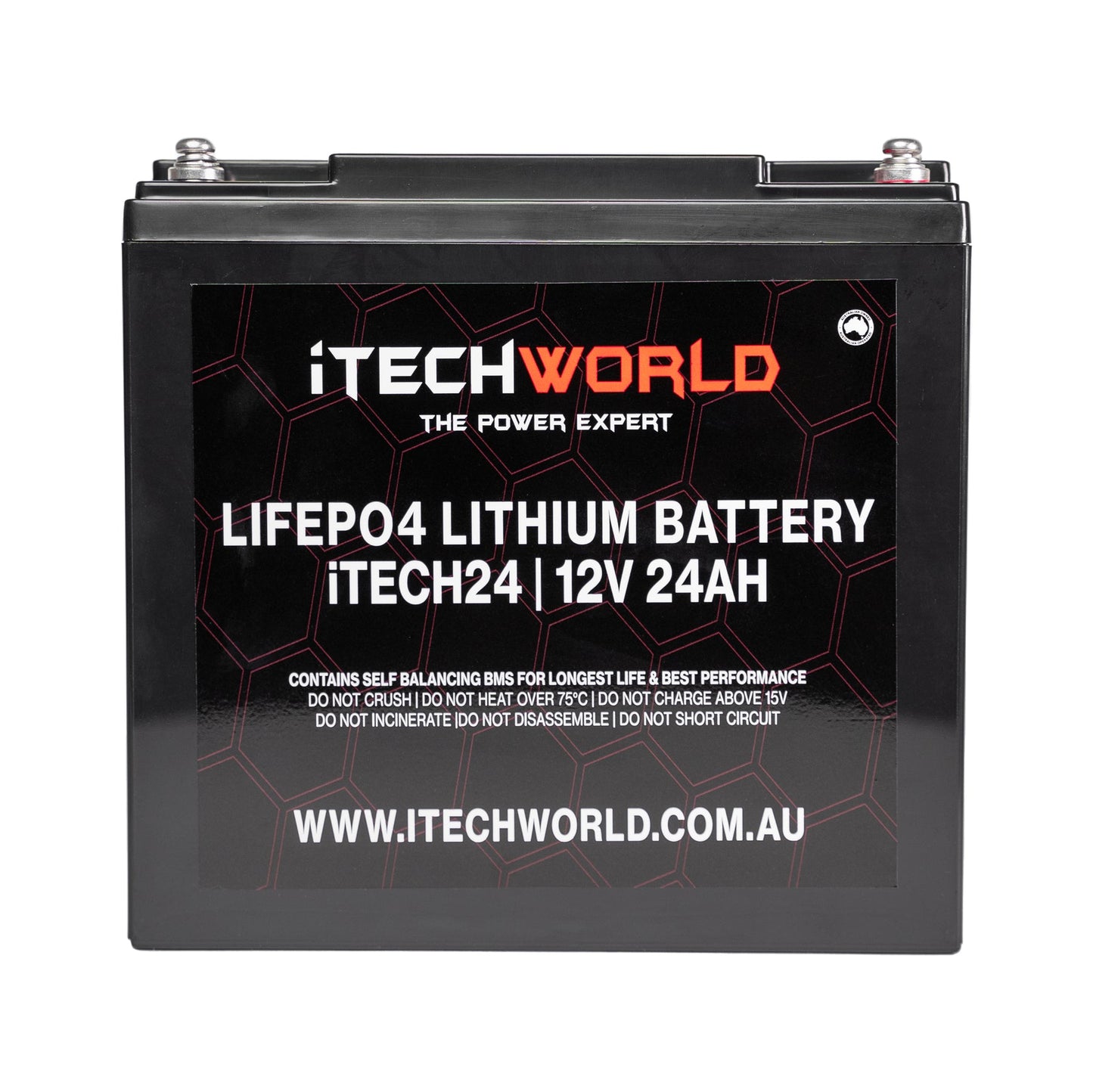 Itech24 12V 24Ah Lithium Ion Battery - Lifepo4 Deep Cycle Camping Rv Solar Golf Buggy - PREORDER JULY ETA