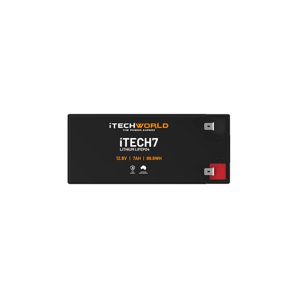 iTECH7 Deep Cycle Lithium Battery LiFePO4 7Ah - Lifepo4 Deep Cycle Camping Rv Solar Nbn Alarm