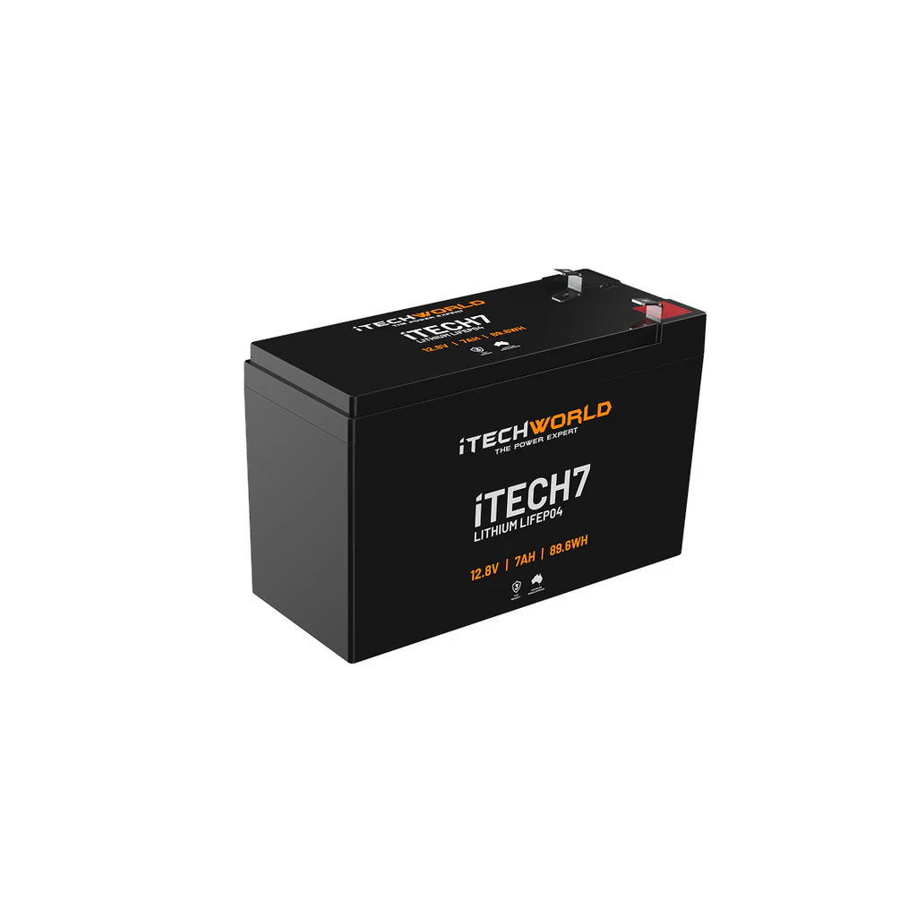iTECH7 Deep Cycle Lithium Battery LiFePO4 7Ah - Lifepo4 Deep Cycle Camping Rv Solar Nbn Alarm