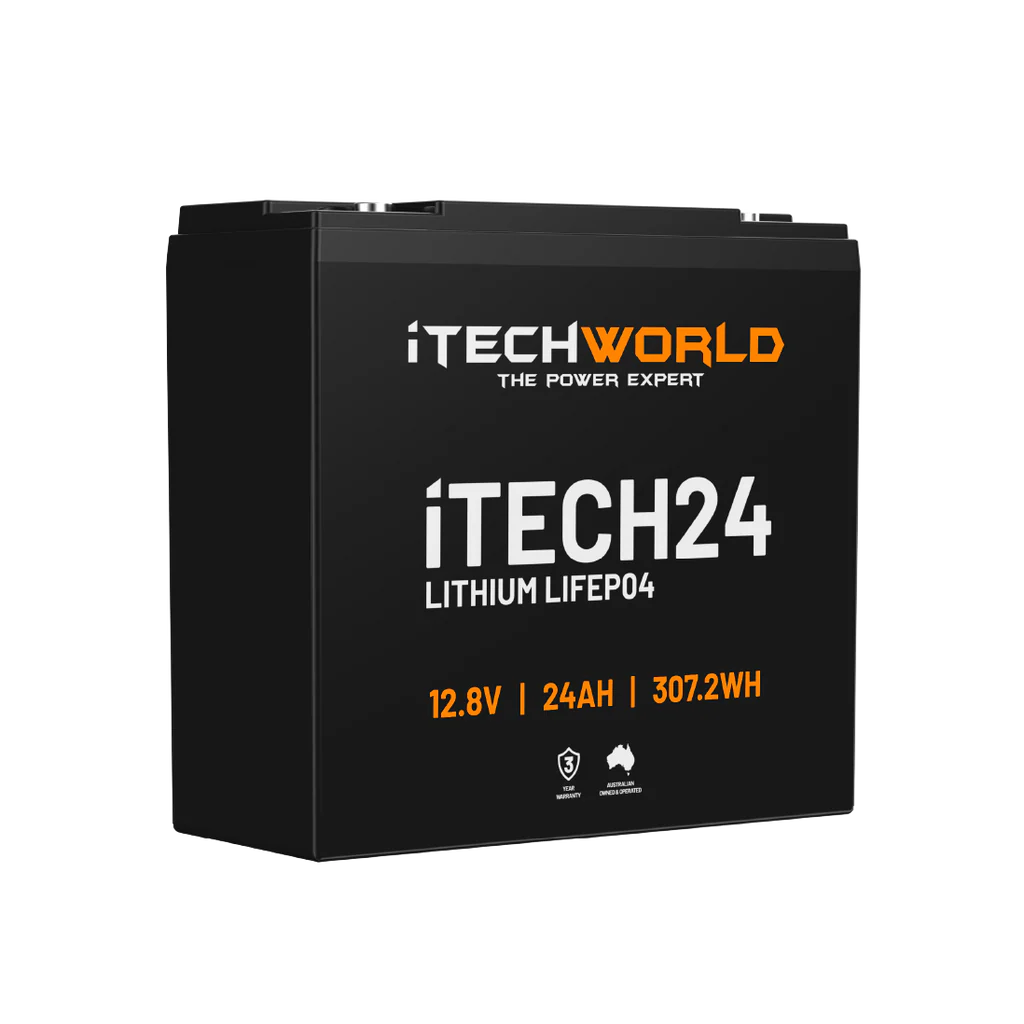 iTECH24 12V 24Ah LiFePO4 Battery for RV, Solar, Golf Buggy