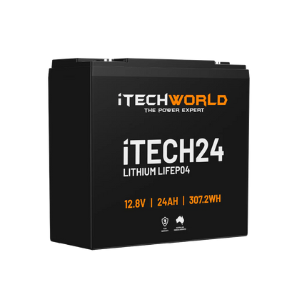 iTECH24 12V 24Ah LiFePO4 Battery for RV, Solar, Golf Buggy