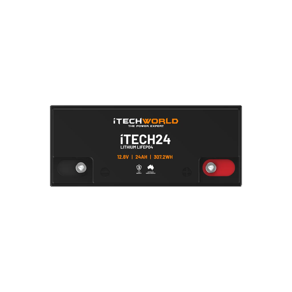 iTECH24 12V 24Ah LiFePO4 Battery for RV, Solar, Golf Buggy
