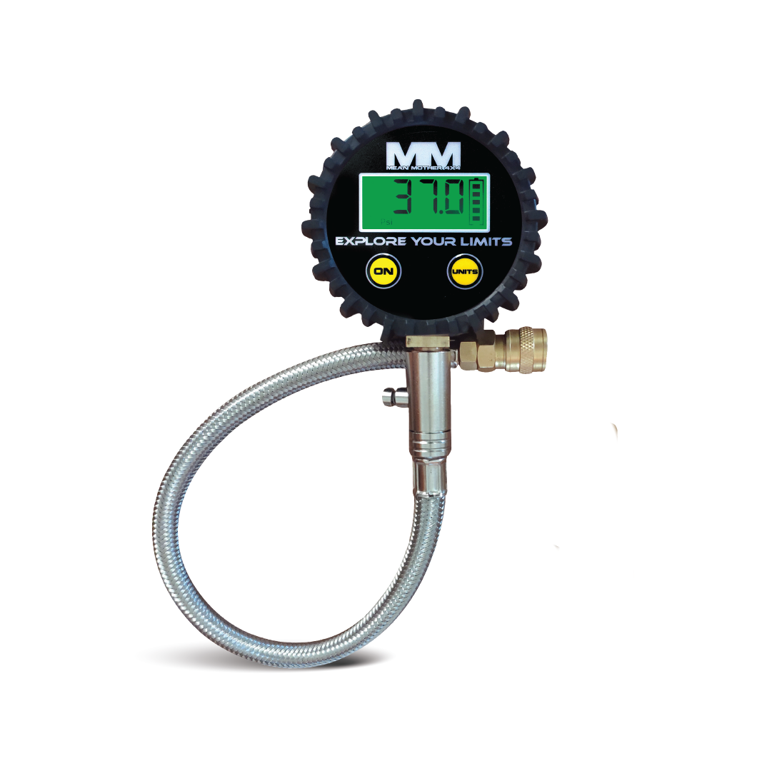 Mean Mother digital tyre deflator and gauge kit in use
