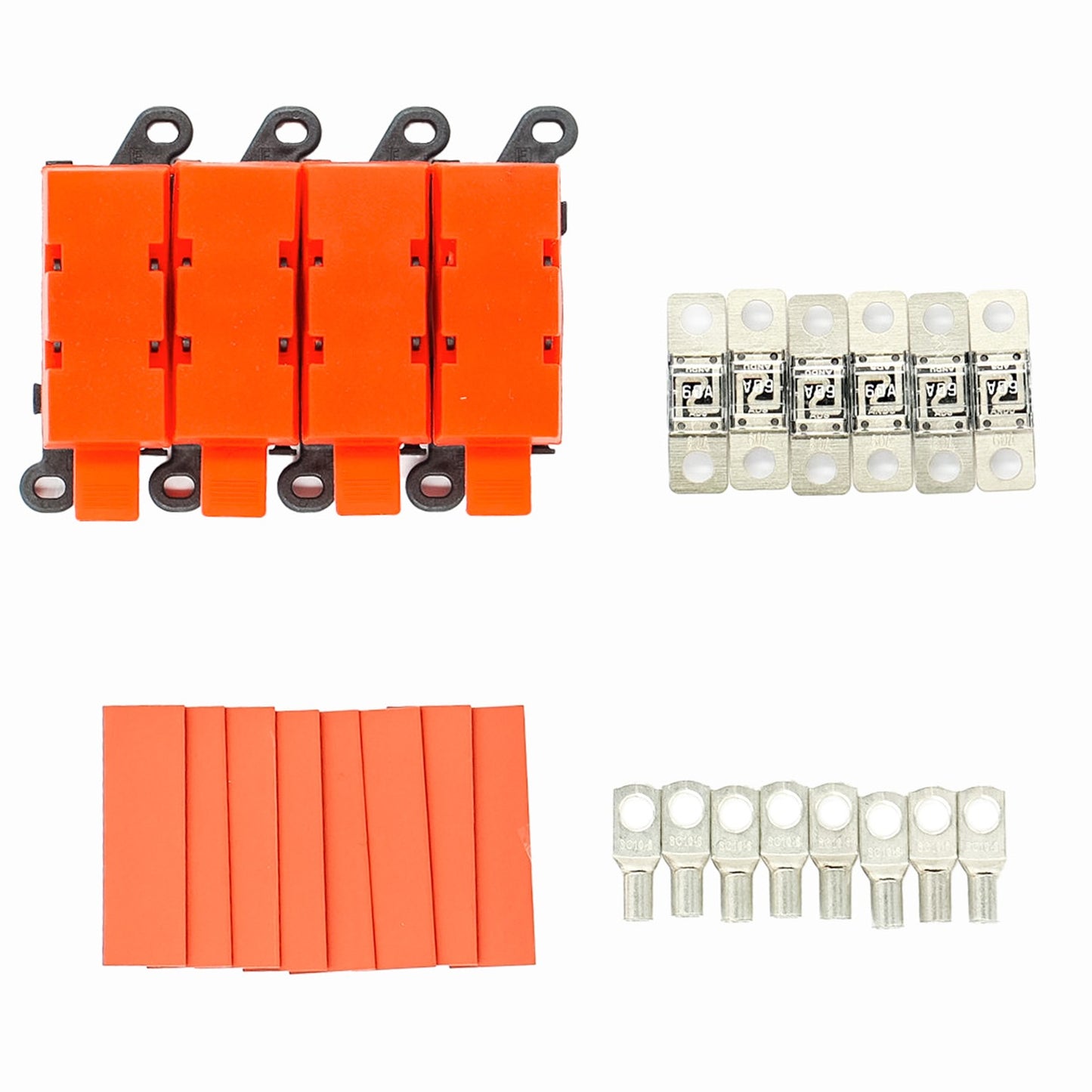 Modular Red Top VES Midi Fuse Kit 80 AMP 4 Holders 6 Fuses 8 Terminals 8 Heat Shrink