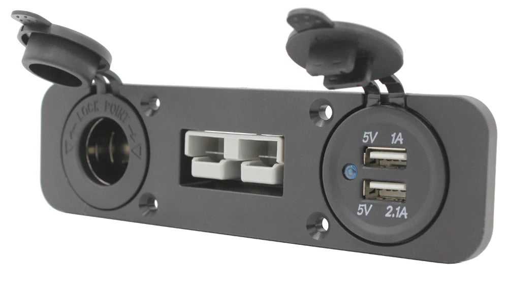Mean Mother 50A Anderson style 12V socket and dual USB flush mount panel MMAPP05