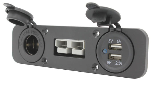 Mean Mother 50A Anderson style 12V socket and dual USB flush mount panel MMAPP05