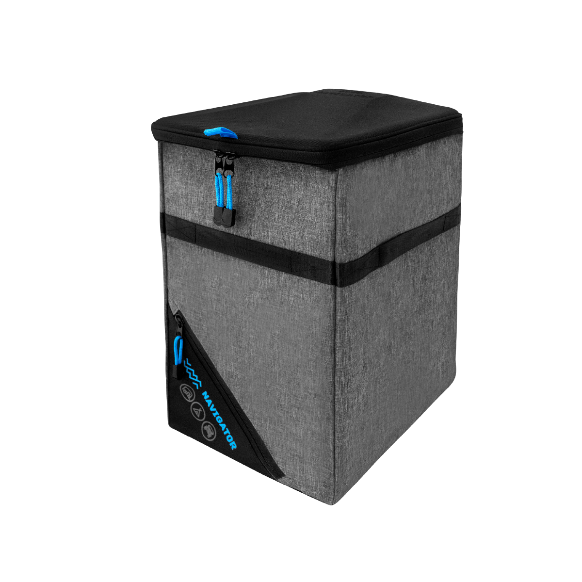 Navigator Mini Bin Buddy grey portable camping trash can standing upright.