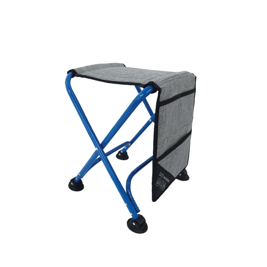 Navigator Nowhere Flip Stool in grey standing upright in seat mode.