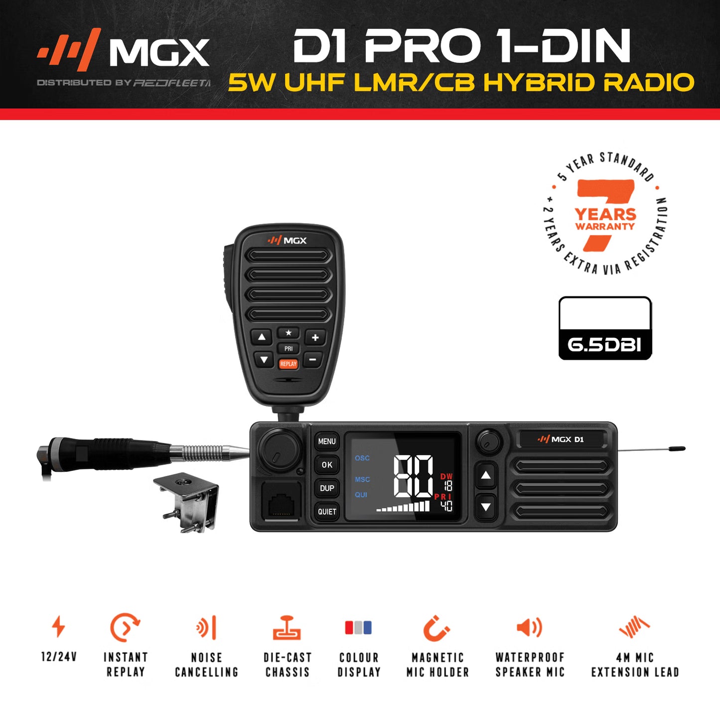 MGX D1 PROMO PACK 1-DIN 12/24V UHF LMR/CB HYBRID IN-VEHICLE RADIO