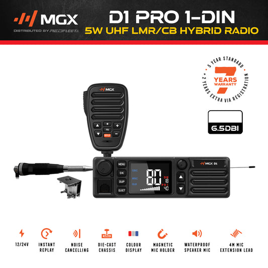 MGX D1 PROMO PACK 1-DIN 12/24V UHF LMR/CB HYBRID IN-VEHICLE RADIO
