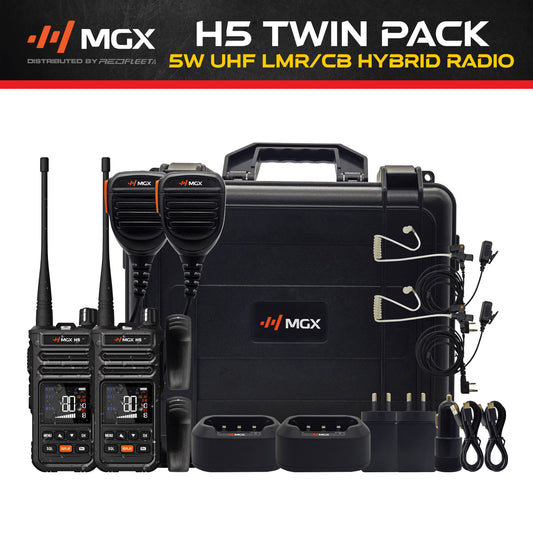 MGX H5 Tradie Pack Twin Handheld IP67 5W UHF CB Two Way Portable Radio Work Commercial LMR