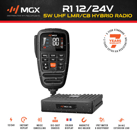 MGX R1 IP67 REMOTE MIC 12/24V UHF/LMR HYBRID CB IN-VEHICLE RADIO