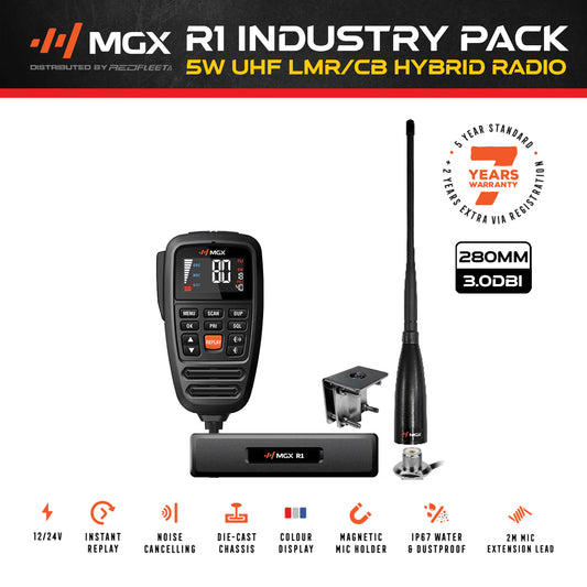 MGX R1 INDUSTRY PACK IP67 REMOTE MIC 12/24V UHF/LMR HYBRID IN-VEHICLE RADIO